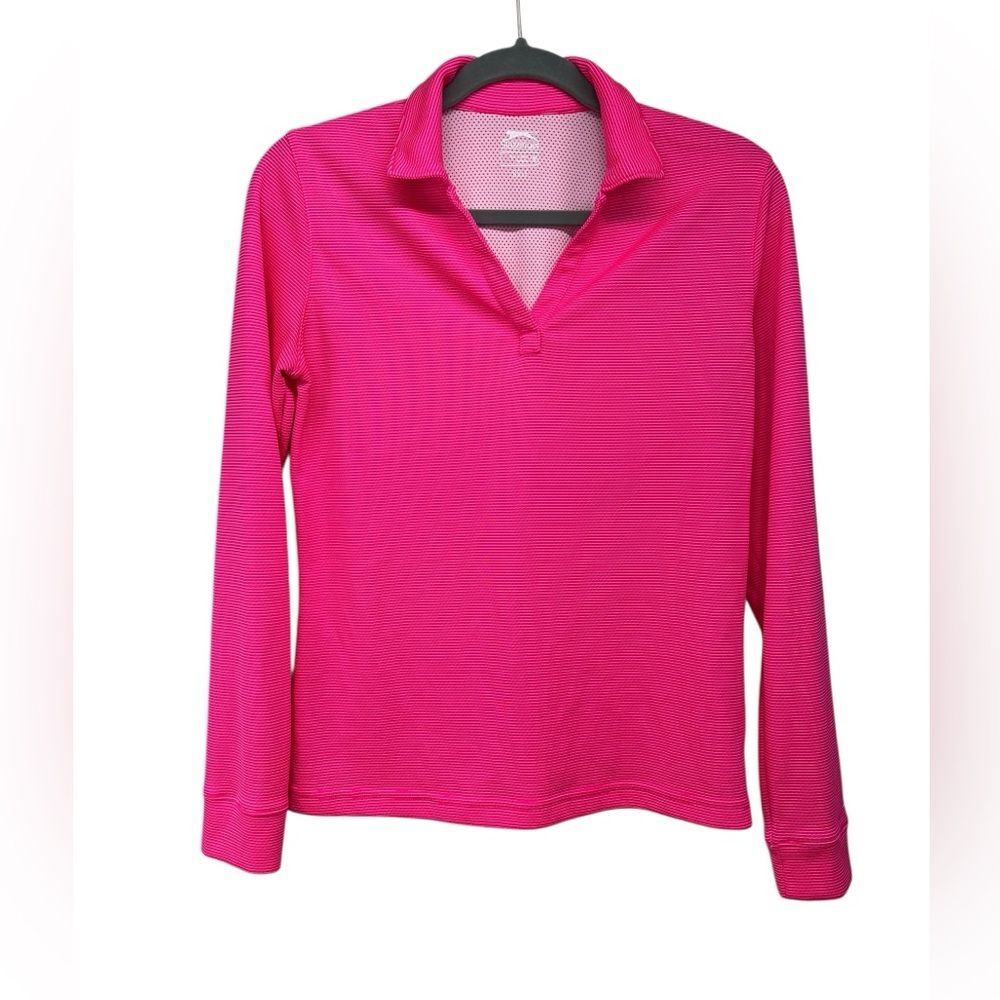Slazenger Golf Pink Mesh Lined Long Sleeve Polo Womens Medium